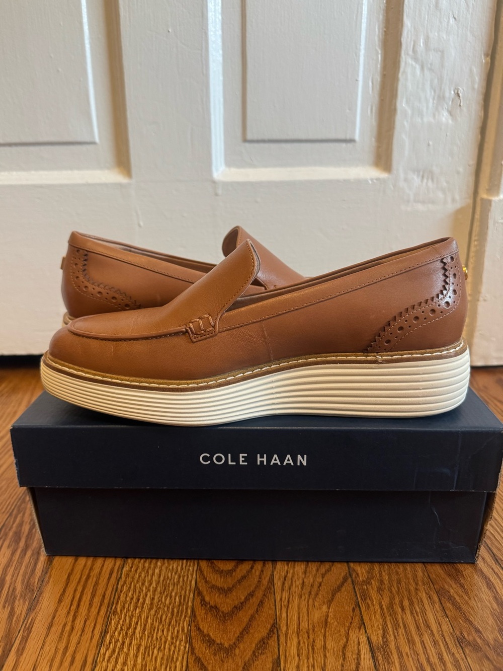 Cole Haan Leather Platform Loafer in Cognac - Picture 5 of 8